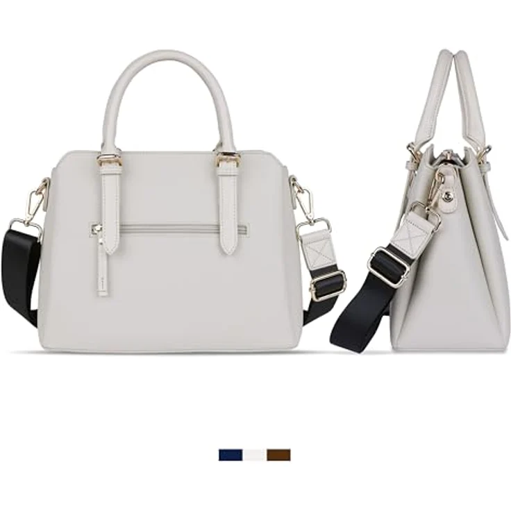 Bugatti Ella Handtasche M, Beige, viel Platz mit 30x12x23 cm, verstellbarem Schultergurt und eleganten roten Akzenten – Bild 3