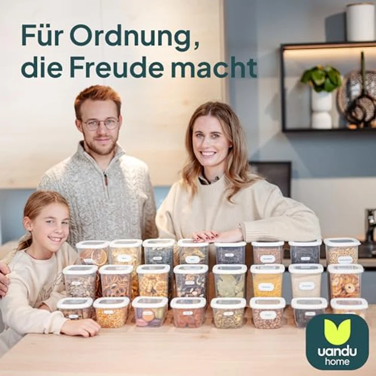 UANDU Vorratsdosen mit Deckel Luftdicht Set, BPA frei, 24 Mix/Weiß – Bild 7