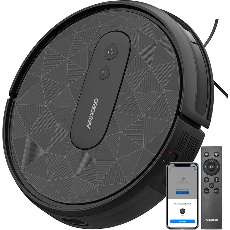 AIRROBO P20 Saugroboter, 2800 Pa Saugkraft, 4 Reinigungsmodi, 120 min Laufzeit, ultradünn 7,8 cm, für Tierhaare & Hartböden, Schwarz, 2 Jahre Garantie