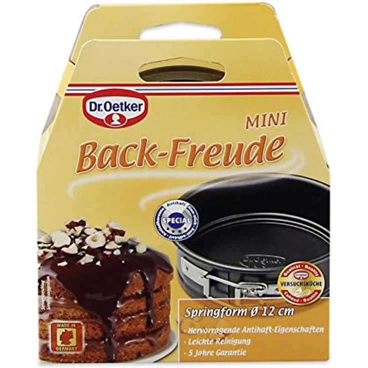 Dr. Oetker Springform Ø 12 cm, kleine Kuchenform mit Flachboden, runde Backform aus Stahl mit Antihaftbeschichtung (Farbe: schwarz), Menge: 1 Stück – Bild 3