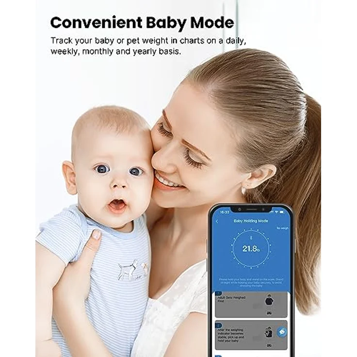 RENPHO Körperfettwaage, Bluetooth Personenwaage Digital mit App, Smart Waage mit Körperfett und Muskelmasse, BMI, Gewicht, Muskelmasse, Wasser, Protein, Skelettmuskel, Knochengewicht, BMR, Schwarz – Bild 3