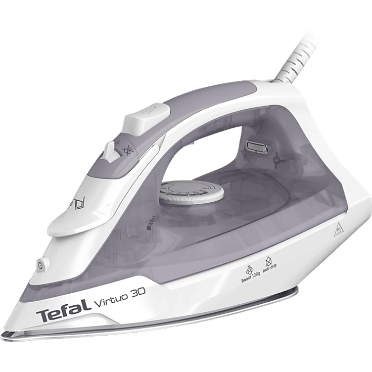 TEFAL FV2C43 Virtuo 30 Dampfbügeleisen, 2000 Watt mit Keramikbügelsohle, Dampfstoß 120 g/Min, Tropfstopp und Präzisionsspitze
