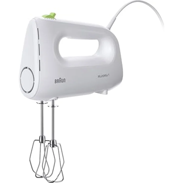 Braun Household MultiMix 1 HM 1100 WH Handmixer - Handrührgerät mit 4 Geschwindigkeitsstufen plus Turbo, FastMix Technologie, EasyClick, inkl. Schneebesen, Einhandbedienung, 450W, Weiß – Bild 1