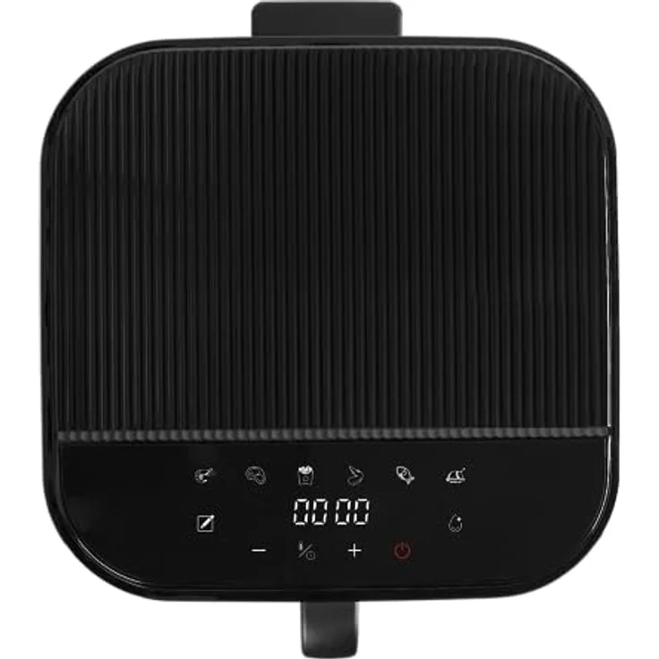 KeMar Kitchenware KHF-550 Heißluftfritteuse, 1200 W, 5,5 L Borosilikatglasbehälter, Edelstahl-Einsatz, Touch Display, 7 Programme, ohne Beschichtung – Bild 6