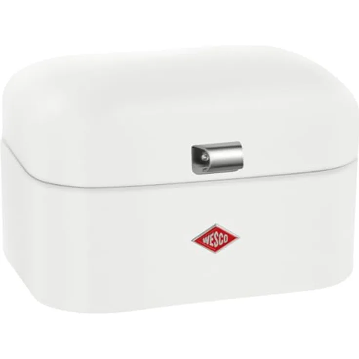 WESCO Single Grandy Brotkasten in Weiß matt, pulverbeschichtetes Stahlblech, Lüftungslöcher und stabiler Handgriff