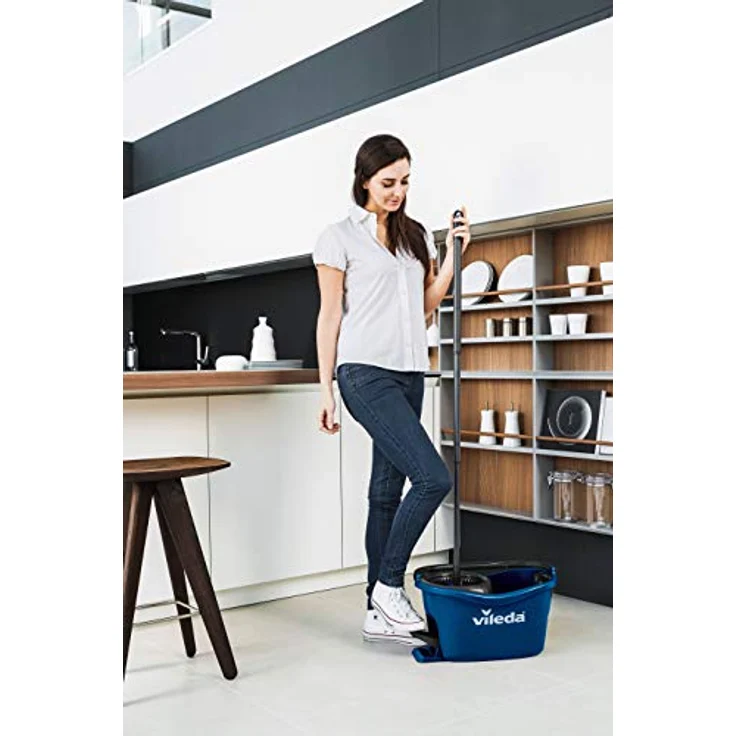 Vileda Turbo EasyWring & Clean Komplett Set blau Wischmop und Eimer mit PowerSchleuder – Bild 3