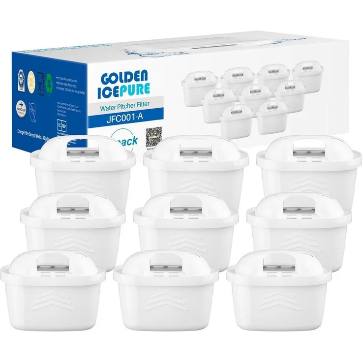 GOLDEN ICEPURE Wasserfilter Kartuschen für Brita Maxtra+ & Mavea Anna Duomax, 9 Stück, Kalkentfernung, lebensmitteltauglich, Mehrschicht-Filtertechnologie