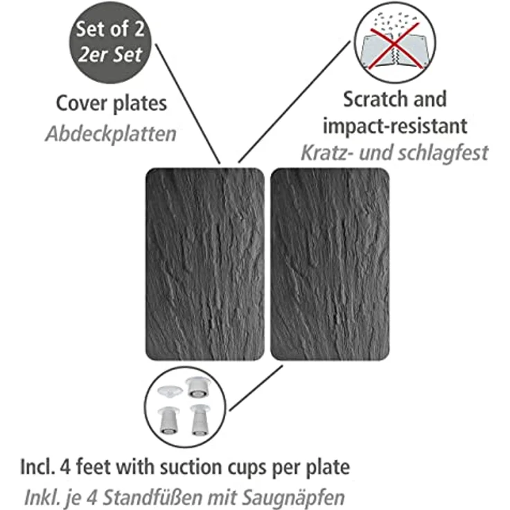 Wenko Herdabdeckplatte, Breite 52 cm, gehärtetes Glas – Bild 2