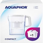 AQUAPHOR Wasserfilter Kanne Compact weiß inkl. 1 Maxfor+ Filter I Kunststoff Karaffe 2,4l I Reduziert Kalk, Chlor & Schwermetalle I Kompakter & leichter Wasserfilter I Passt in die Kühlschranktür