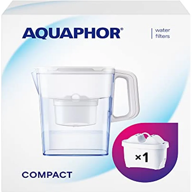 AQUAPHOR Wasserfilter Kanne Compact weiß inkl. 1 Maxfor+ Filter I Kunststoff Karaffe 2,4l I Reduziert Kalk, Chlor & Schwermetalle I Kompakter & leichter Wasserfilter I Passt in die Kühlschranktür – Bild 1