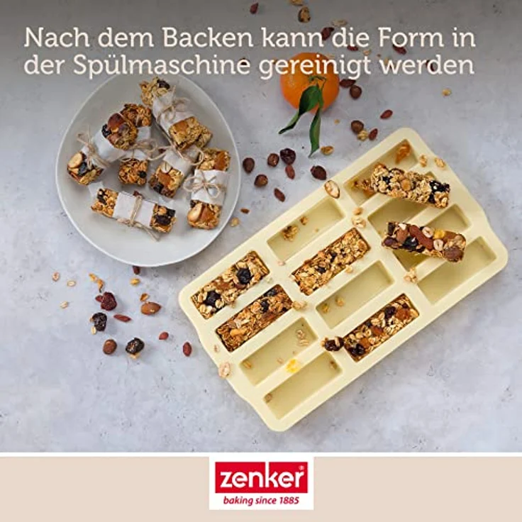 Zenker Müsliriegel Backform 4er-Set, Silikonform mit Antihaft-Eigenschaften für 48 Riegel, hitzebeständig und spülmaschinengeeignet – Bild 5