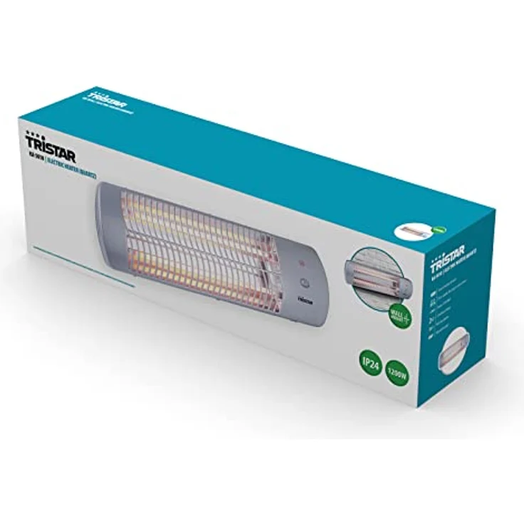 Tristar Quartzheizstrahler (mit 2 Heizstufen, für den Wickeltisch, Garten oder Terasse, 600-1200 Watt, neigbar, An-/Ausschalter, IP24 geschützt, wandmontage) – Bild 5