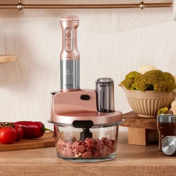 KARACA Mastermaid ProSteel Küchenroboter aus Stahlglas, 2500 W, Rosegold, 1,5-Liter-Glas-Hackbehälter – Bild 2