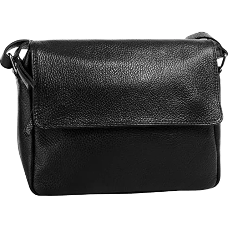 Samantha Look Umhängetasche, echt Leder, Made in Italy, 22 cm x 18 cm, verstellbarer Schulterriemen, 4 Fächer, schwarz – Bild 3