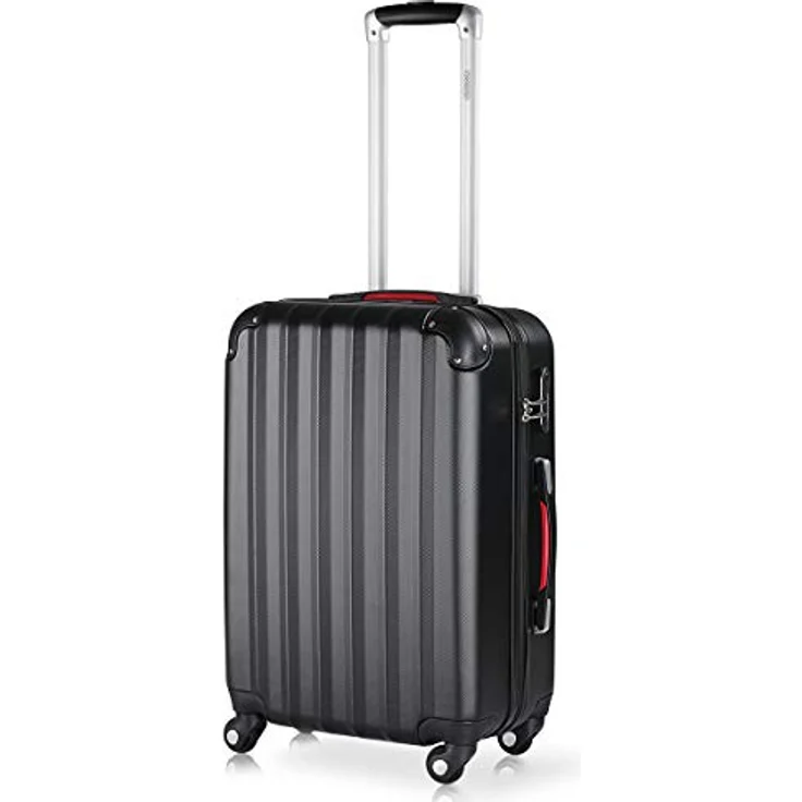 monzana Hartschalen-Trolley Baseline Schwarz L, 4 Rollen, Handgepäck, ABS Hartschale, Zahlenschloss – Bild 2