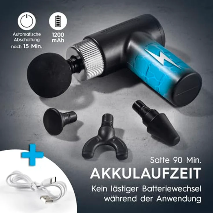 VITALmaxx Massagegerät Mini-Gun, Massagepistole 5-tlg., kraftvolle Muskelmassage mit 2060 Schlägen pro Minute – Bild 4