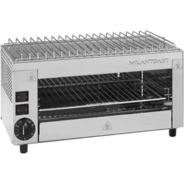 MILANTOAST Infrarotgrill/Salamander Toaster mit 3 Zangen, Edelstahl, Temperaturregelung, Zeitschaltuhr