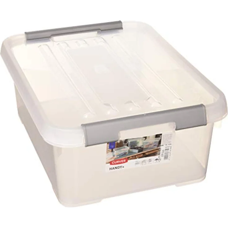 Allibert Aufbewahrungsbox "Praktische, Plus" mit Deckel 12l in transparent/silber, 40 x 29 x 15 cm – Bild 2