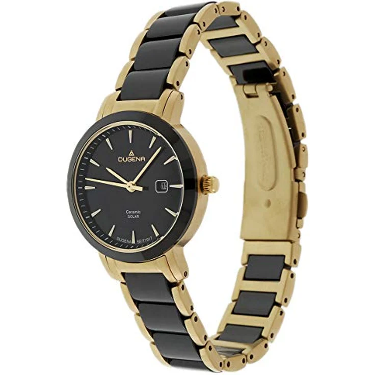Dugena Damen Uhr Edelstahl-Ceramic Solar 4461008 Datum bicolor – Bild 2