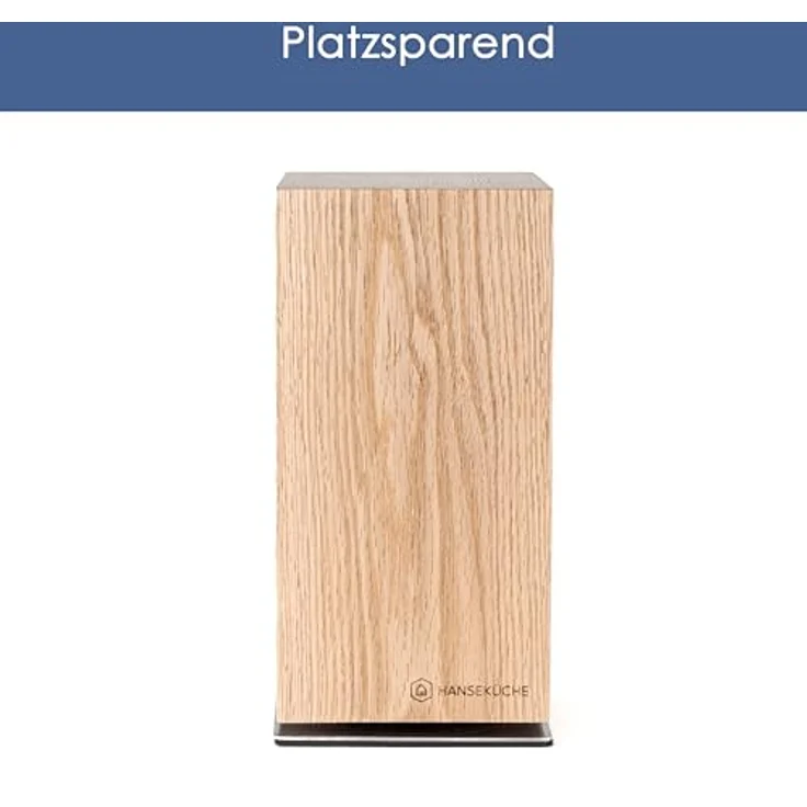 Hanseküche Messerblock magnetisch ohne Messer – Hochwertiger, drehbarer Messerhalter aus edlem Eichenholz, hochwertiges Messerbrett mit Magnet (Rotierend) – Bild 4
