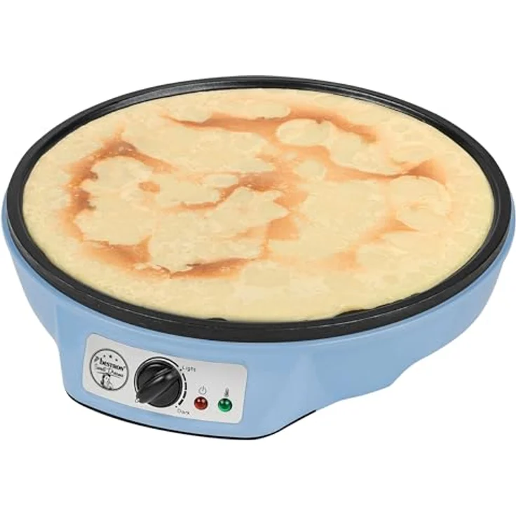 Bestron Crêpes Maker im Retro Design, für Crepes mit Ø 30 cm, inkl. Teigverteiler & Crêpes-Wender, mit Antihaftbeschichtung, 1000 Watt, Farbe: Blau – Bild 1