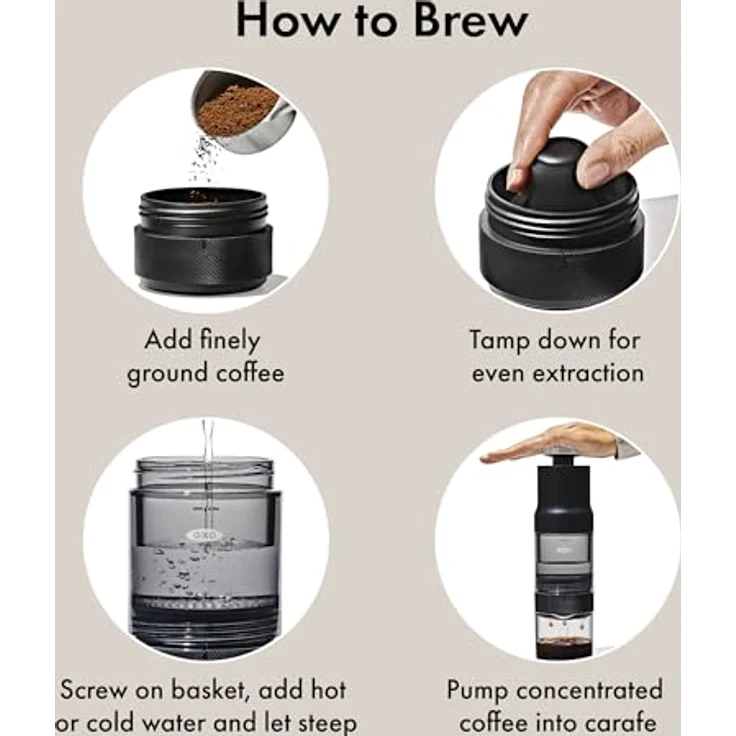 OXO Good Grips Rapid Brew Kaffeebereiter, Heiß in 2 Minuten, Cold Brew in 5 Minuten, ohne Strom, Edelstahlfilter, kompakt und leicht – Bild 13