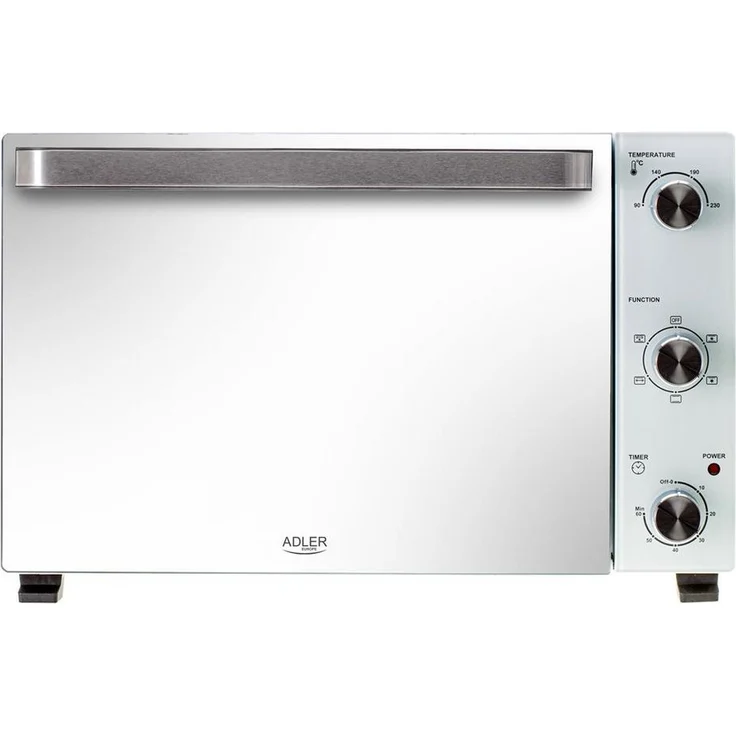 Adler Minibackofen AD 6027, Elektrobackofen, 48L, Umluft, Timer, Drehspieß, Weiß – Bild 1