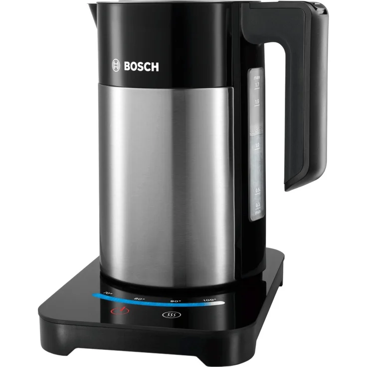 Bosch TWK7203 kabelloser Wasserkocher, Abschaltautomatik, Überhitzungsschutz, 7 Temperatureinstellungen, Warmhaltefunktion, 1,7 L, 2200 W, schwarz – Bild 2