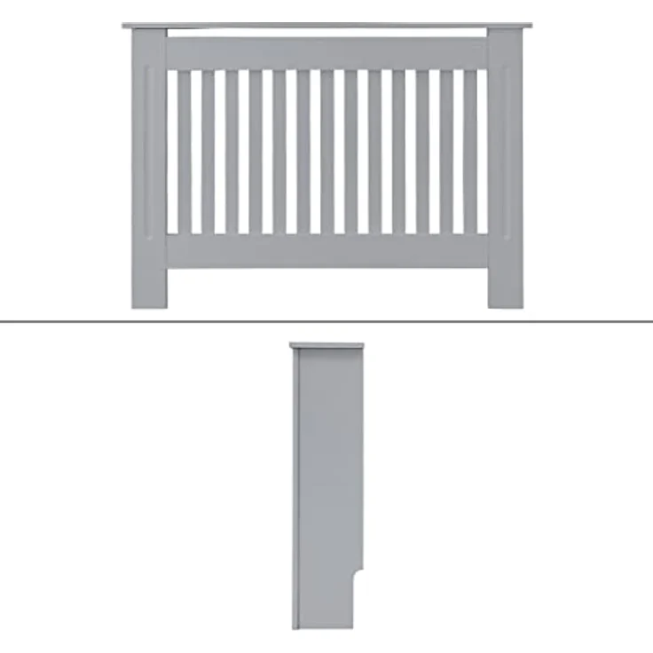 ECD Germany Heizkörperverkleidung Landhausstil 78x19x82 cm, Grau, aus MDF lackiert, für Wohn- und Schlafzimmer – Bild 2