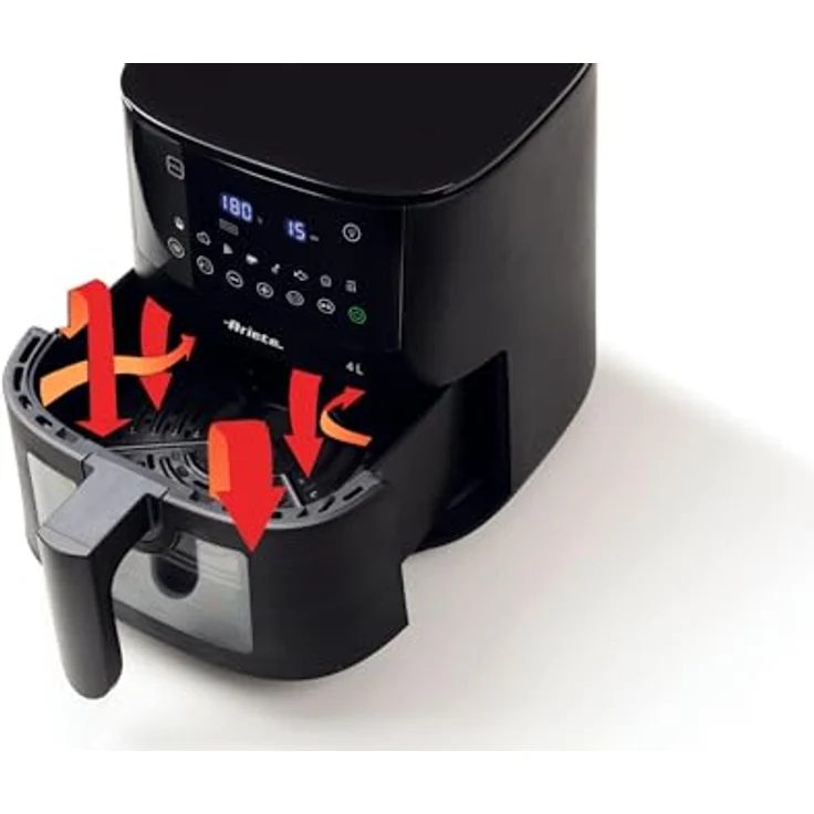Ariete 4633 4L Heißluftfritteuse, 1400 W, 4L Fassungsvermögen, 9 Programme, Shake- und Grillfunktion, Temperatur bis 200°C, Schwarz – Bild 3