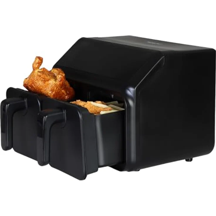 Michelino Heißluft Fritteuse 9 Liter I 4,5 L + 4,5 L I Doppel Heißluftfritteuse I doppelter Airfryer I Air Fryer I Touchscreen I Doppelkammer – Bild 1