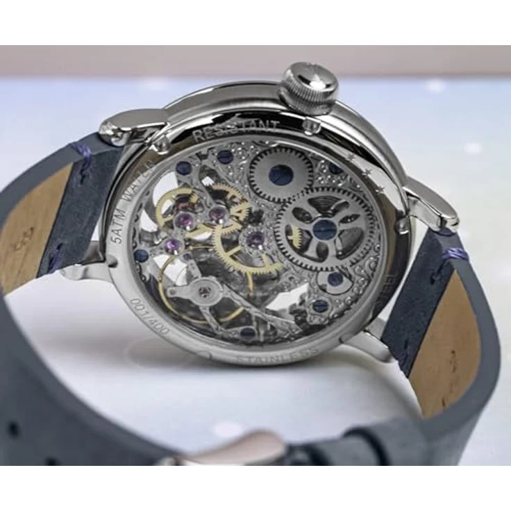 Poljot International Mechanische Uhr 9931.2940771, Herrenuhr Handaufzug, limitiert, Graublau/Türkis, mit Tag-Nacht-Anzeige und Saphirglas – Bild 3