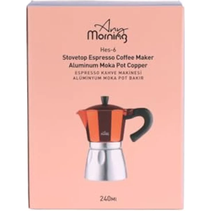 ANY MORNING Mokkamaschine Any Morning Herdkanne Espresso Aluminium Moka Kanne, 240 ml, Schwarz – Bild 7