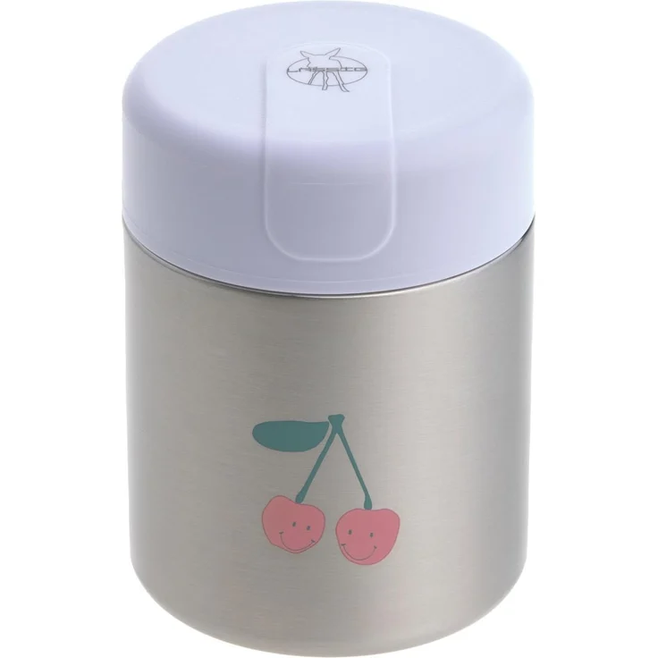 LÄSSIG Baby Kinder Thermo Warmhaltebox Brei Snacks auslaufsicher Edelstahl 315 ml/Food Jar Happy Fruits Cherry