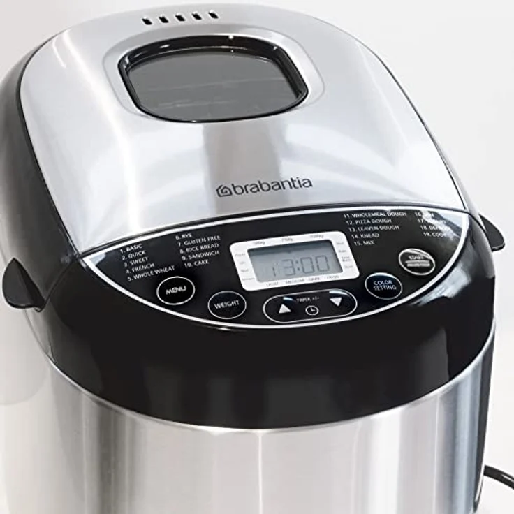 Brabantia BBEK1114 Brotbackautomat, 19 Programme, Edelstahl, mit Warmhaltefunktion und 15-Stunden-Auslösetimer – Bild 4