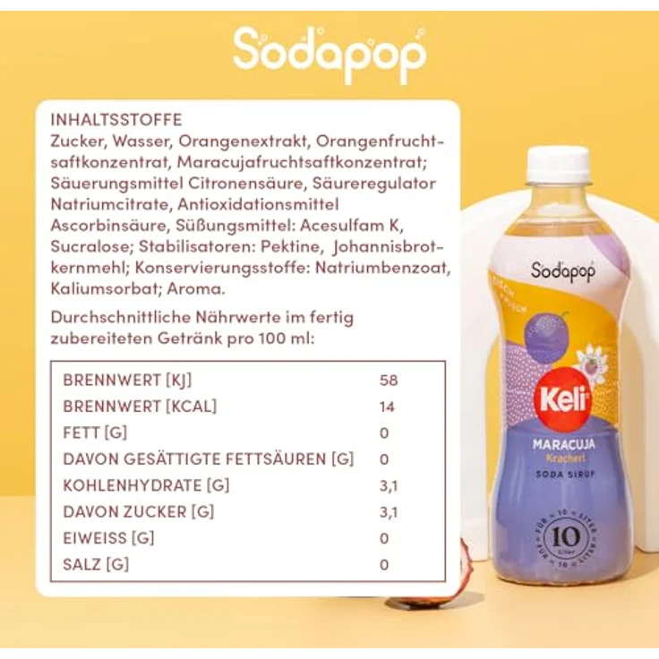 Keli Maracuja Sirup 500ml für 10 Liter – Bild 3