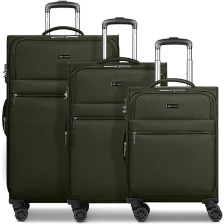 BUGATTI Valencia Soft Koffer-Set 3-teilig, erweiterbar, 46.5 x 28.5 x 75cm, 89L Volumen, 360° Doppelrollen aus hochwertigem Polyester für Damen und Herren – Bild 1