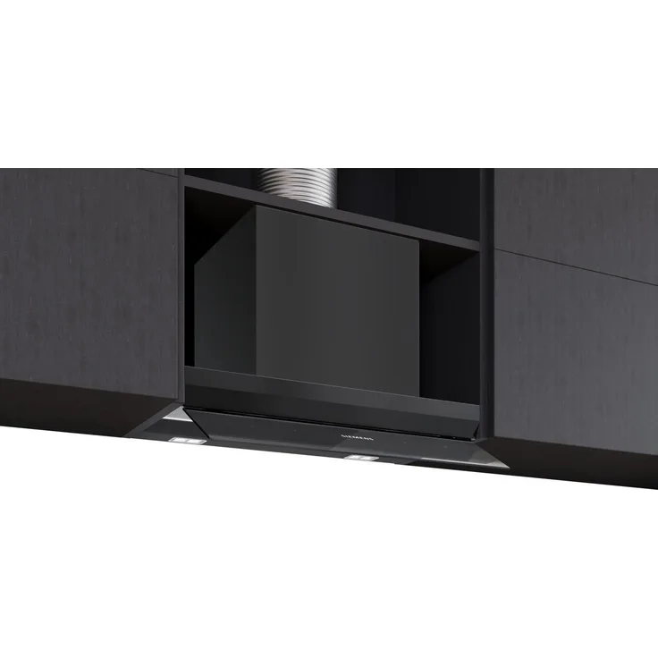 Siemens LJ67BDP60, iQ500 Integrierte Designhaube, 60 cm, Klarglas schwarz bedruckt, mattschwarz, mit Home Connect und dimmbarer LED-Beleuchtung