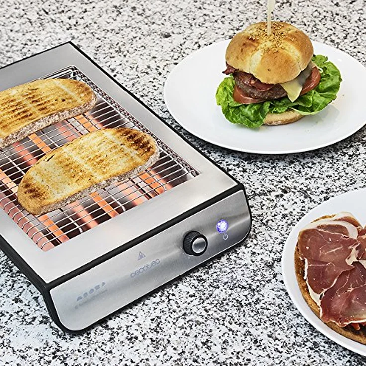 Cecotec Turbo Easy Toast Inox Flachtoaster. 3 Quarzheizkörper, 6 Leistungsstufen, Krümelschublade, Kabelaufwickler , Edelstahl-Finish, 900 W. – Bild 3