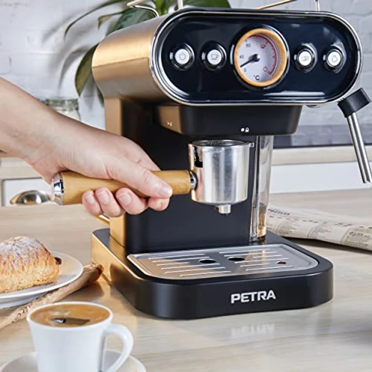 Petra PT5108VDEEU7 3in1 Barista kaffeemaschine, esspressomaschine, 30/54mm Kapseln & gemahlenem Kaffee kompatibel, 1050W Kaffeekapselmaschine, Milchaufschäumer, italienische 19bar Druckpumpe, BPA-Frei – Bild 4