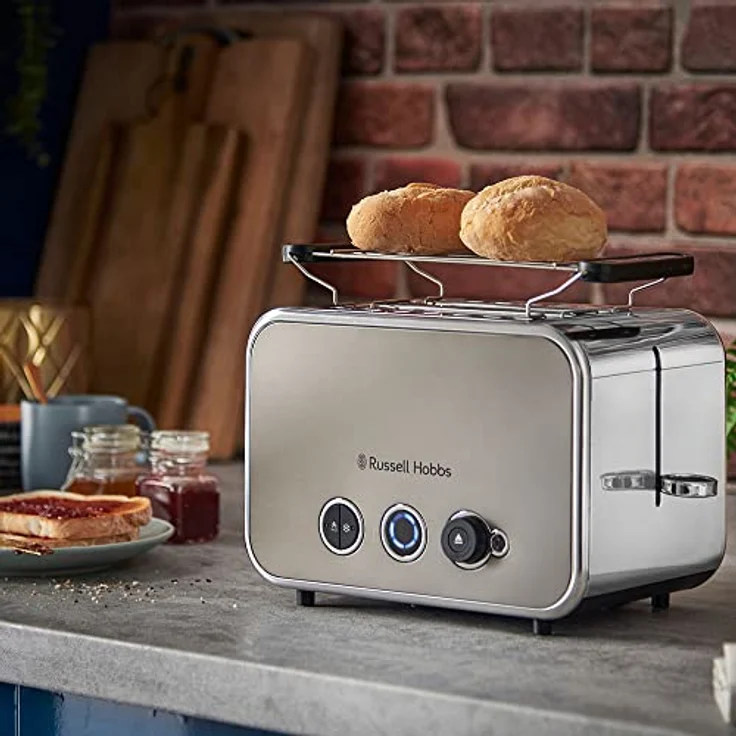 Russell Hobbs Toaster [für 2 Scheiben] Distinctions Edelstahl Titanium (extra breite Toastschlitze,inkl.Brötchenaufsatz,6 Bräunungsstufen+Auftau-&Aufwärmfunktion, Lift&Look-Funktion, 1600W) 26432-56 – Bild 2