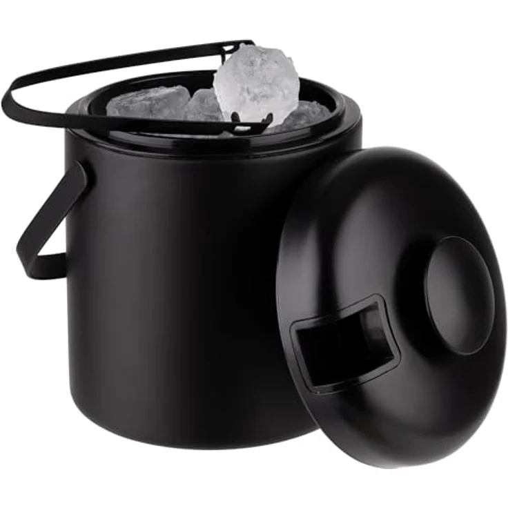 APS Eiseimer-Set in schwarz, Ø 14 cm, H: 22 cm, 1,3 Liter, aus hochwertigem Edelstahl hergestellt – Bild 4