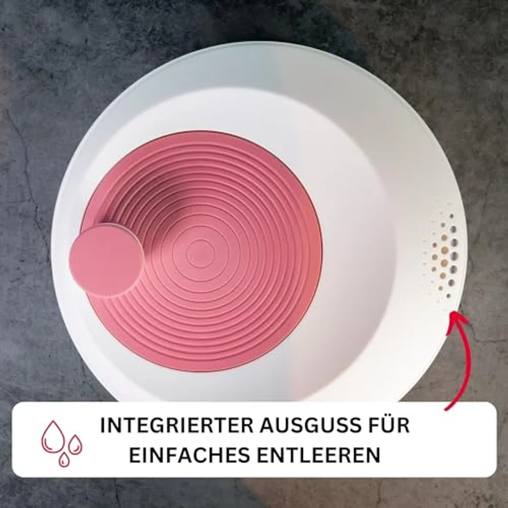 Westmark Salatschleuder Spinderella, 4,4 Liter, ø 23,5 cm, BPA-frei, Transparent/Weiß/Rosa – Bild 5
