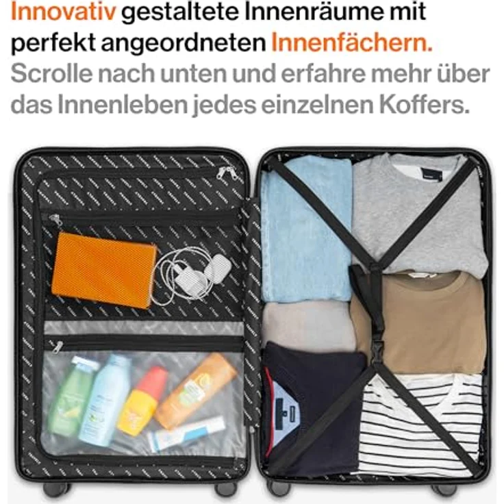 Travely Premium Koffer Set: 28", 24" & Handgepäck Koffer in einem Set, Polycarbonat, TSA Schloss, sanfte Rollen - Koffer & Trolleys - Travely – Bild 4