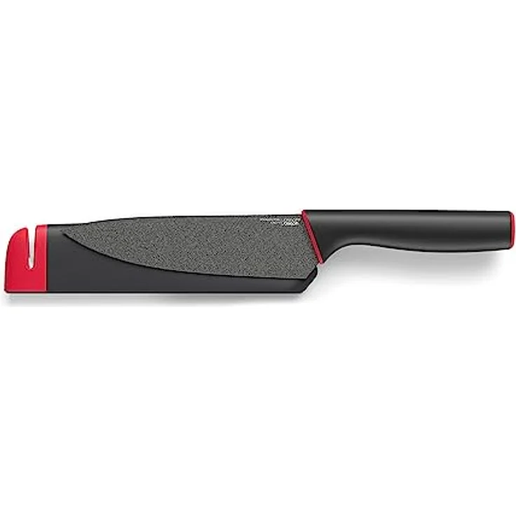 Joseph Joseph Slice&Sharpen - 2-er Set, Silikonbeschichtete Messer mit integriertem Messerschärfer - schwarz-rot – Bild 3