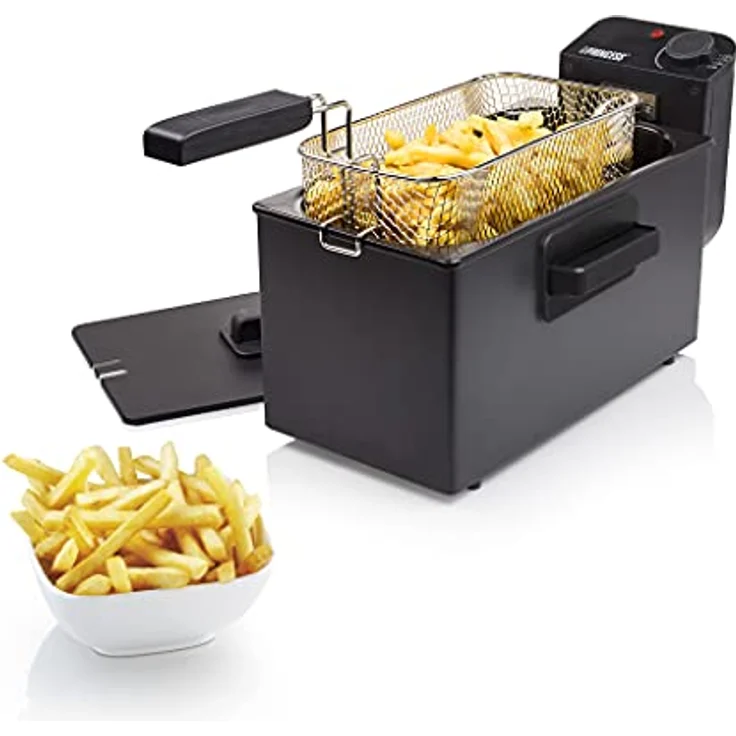 Princess Edelstahl Fritteuse (schwarz), 3 Liter (2000 Watt) mit Kaltzonenfunktion, 182727 – Bild 1