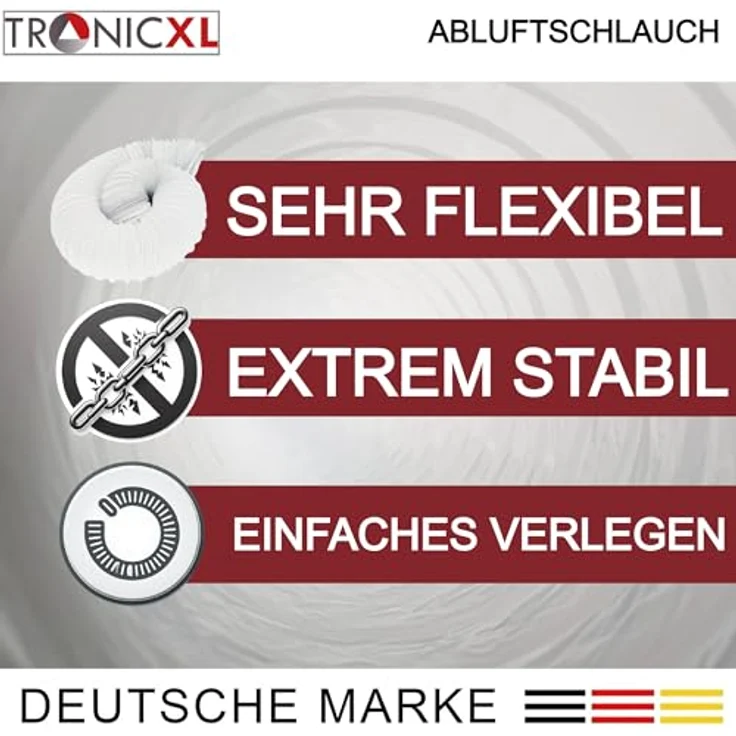 TronicXL PVC Abluftschlauch Ø 100 / 102mm 6m für Trockner 100er Klimaanlage Dunstabzugshaube Wäschetrockner Grow - Flexibler und stabiler Abluftschlauch, PVC Material - 100 / 102mm Durchmesser - 6m Länge – Bild 5