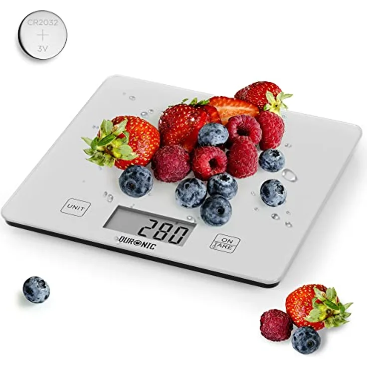 Duronic KS1080 Küchenwaage, 5 kg digitale Feinwaage mit 1 g Genauigkeit, silber, mit Tara-Funktion und LCD Display