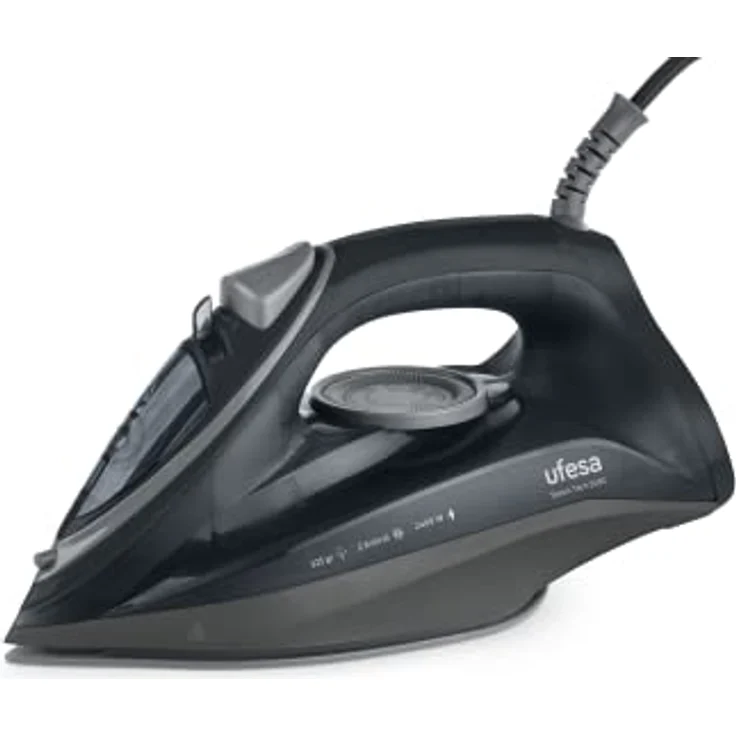 Ufesa Steam Tech 2400 Dampfbügeleisen, W, Dampfstoß, max. 120 g, Konstante 0 – 30 g/min, Keramik-Sohle, Doppel-Anti-Kalk-System, Anti-Tropf, Schwarz – Bild 1