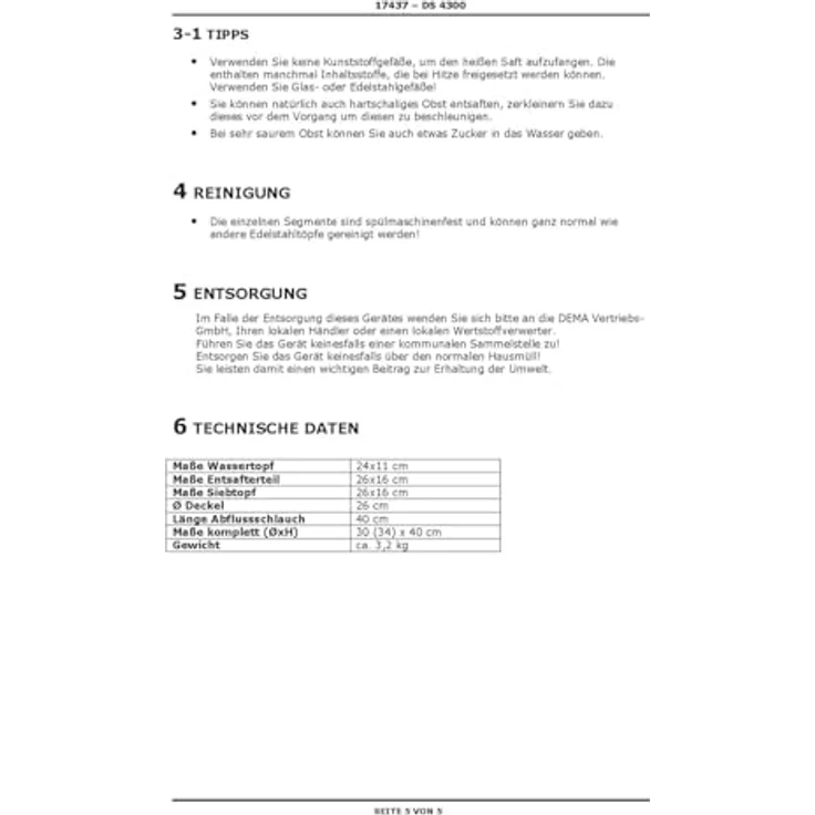 dema Dampfentsafter, mit integriertem Kochtopf-Set, Obstentsafter, aus Edelstahl, Einfüllschacht für ganze Früchte, direkter Saftauslauf, induktionsgeeignet, zerlegbar, silber – Bild 10